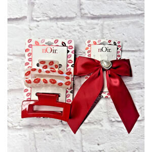 NWT Noir Red Hair Bow Clip Bundle Christmas Valentines